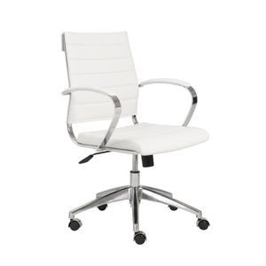 Axel Low Back Office Chair in White with Aluminum Base