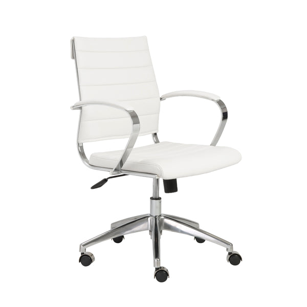 Axel Low Back Office Chair in White with Aluminum Base