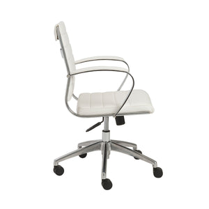Axel Low Back Office Chair in White with Aluminum Base