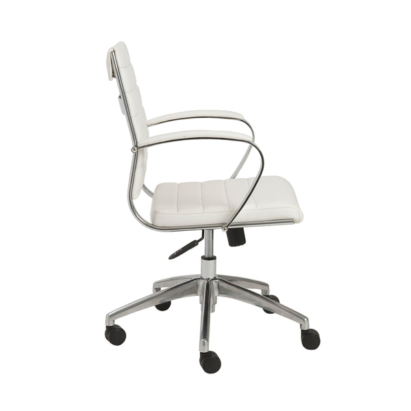 Axel Low Back Office Chair in White with Aluminum Base