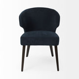 Mercana Niles Dining Chair Navy Blue Fabric | Dark Brown Wood