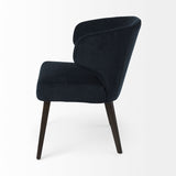 Mercana Niles Dining Chair Navy Blue Fabric | Dark Brown Wood