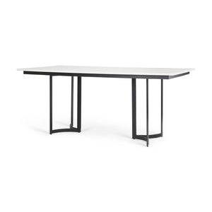 Mercana Tanner Dining Table White Marble | Black Metal | Rectangle