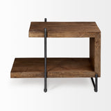 Mercana Maddox End/Side Table Brown Wood | Black Metal | U-shaped