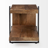 Mercana Maddox End/Side Table Brown Wood | Black Metal | U-shaped