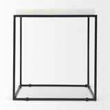 Mercana Nathan End/Side Table White Marble | Black Metal