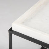 Mercana Nathan End/Side Table White Marble | Black Metal