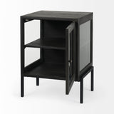 Mercana Arelius End/Side Table Dark Brown Wood | Black Metal