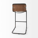 Mercana Berbick Bar/Counter Stool Brown Leather | Gray Metal | Bar