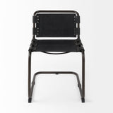 Mercana Berbick Dining Chair Black Leather | Black Metal