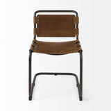 Mercana Berbick Dining Chair Brown Leather |Black Metal