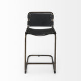 Mercana Berbick Bar/Counter Stool Black Leather | Gray Metal | Counter