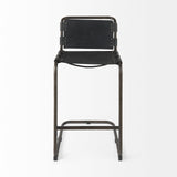 Mercana Berbick Bar/Counter Stool Black Leather | Gray Metal | Bar