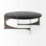 Mercana Reinhold Round Coffee Table Black Marble | Gold Metal | Round