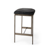 Mercana Millie Bar/Counter Stool Black Leather | Nickel Metal | Counter