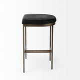 Mercana Millie Bar/Counter Stool Black Leather | Nickel Metal | Counter