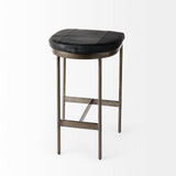 Mercana Millie Bar/Counter Stool Black Leather | Nickel Metal | Counter