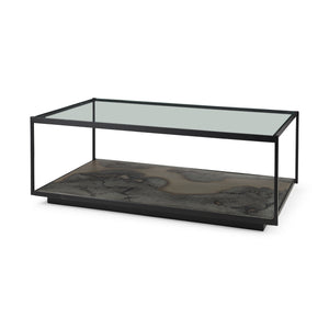 Mercana Roxdale Coffee Table Glass | Acid Wash Metal