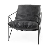 Mercana Leonidas Accent Chair Black Faux Leather | Black Metal