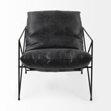 Mercana Leonidas Accent Chair Black Faux Leather | Black Metal