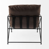 Mercana Leonidas Accent Chair Brown Faux Leather | Black Metal