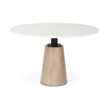 Mercana Maxwell Dining Table White Marble | Light Wood | Black Accent