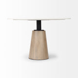 Mercana Maxwell Dining Table White Marble | Light Wood | Black Accent