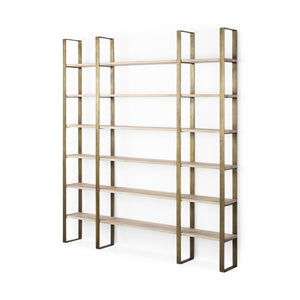 Mercana Taunton Shelving Unit Light Brown Wood | Gold Metal