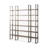 Mercana Taunton Shelving Unit Brown Wood | Nickel Metal