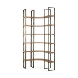 Mercana Turner Shelving Unit Brown Wood | Nickel Metal