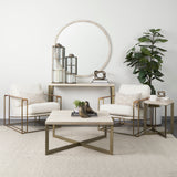 Mercana Faye Console Table Light Brown Wood | Gold Metal