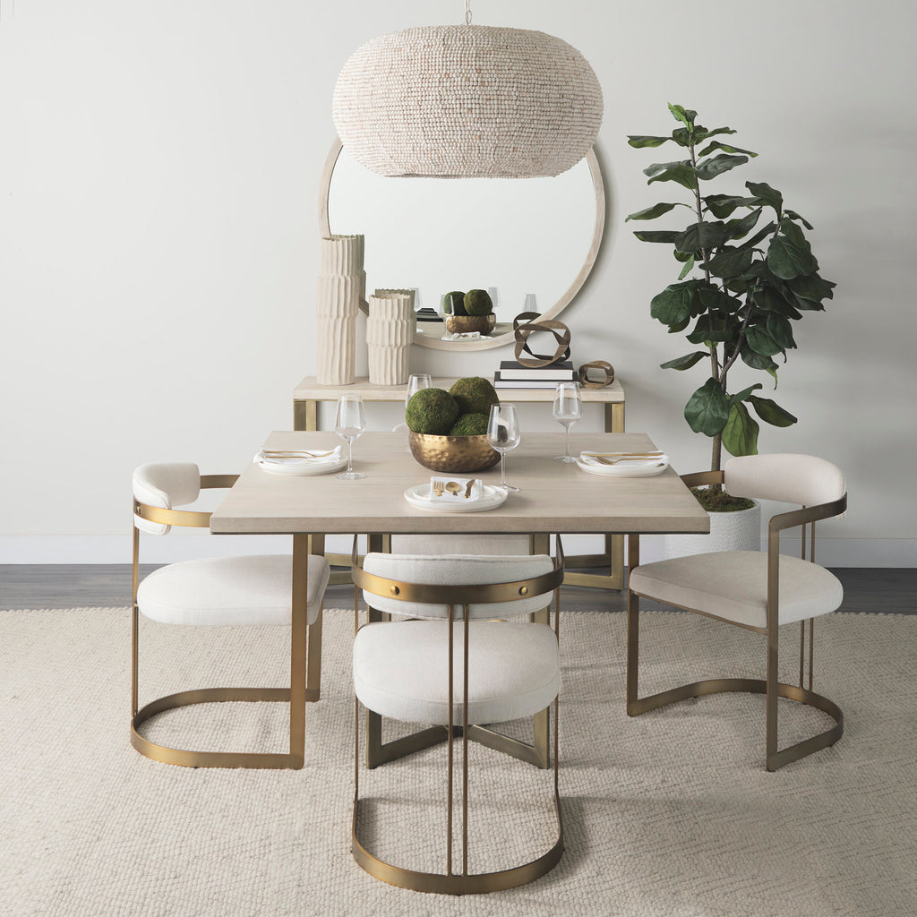 Premium Photo  Stylish beige interior of modern dining room with design  wooden oak table and chairs, vase with flowers, elegant rattan accessories  and decoration. korean style of home decor.