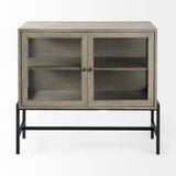 Mercana Arelius Accent Cabinet Gray Wood | Black Metal