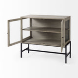 Mercana Arelius Accent Cabinet Gray Wood | Black Metal