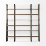 Mercana Taunton Shelving Unit Brown Wood | Nickel Metal