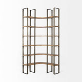 Mercana Turner Shelving Unit Brown Wood | Nickel Metal