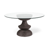 Mercana Crossman Dining Table Glass | Brown Wood