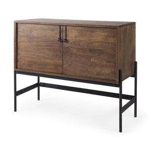 Mercana Glenn Accent Cabinet Brown Wood | Black Metal