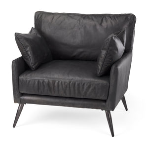 Mercana Cochrane Upholstered Chair Black Leather | Gray Iron