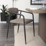 Mercana Langston Dining Chair Brown Faux Leather | Black Metal