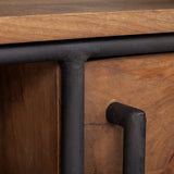 Mercana Maddox Media Console Brown Wood | Black Metal