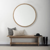 Mercana Gambit Wall Mirror Light Brown Wood | 46" Round