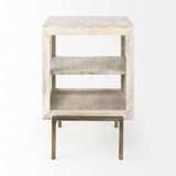 Mercana Arelius End/Side Table White Wood | Gold Metal