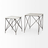 Mercana Lorlei End/Side Table White Marble | Gold Iron | Set of 2