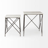 Mercana Lorlei End/Side Table White Marble | Gold Iron | Set of 2