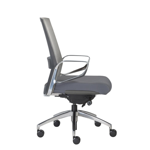 Alpha Office Chair with Gray Mesh and Polished Aluminum Base
