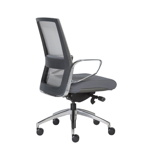 Alpha Office Chair with Gray Mesh and Polished Aluminum Base