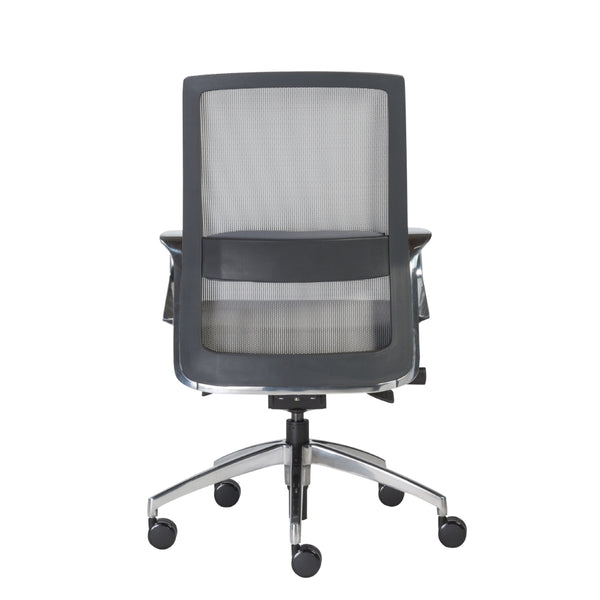 Alpha Office Chair with Gray Mesh and Polished Aluminum Base