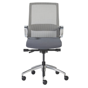 Alpha Office Chair with Gray Mesh and Polished Aluminum Base