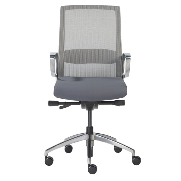 Alpha Office Chair with Gray Mesh and Polished Aluminum Base